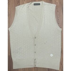 Descente Sweater Vest Mens Extra Large Silk Cable Knit V Neck Golf